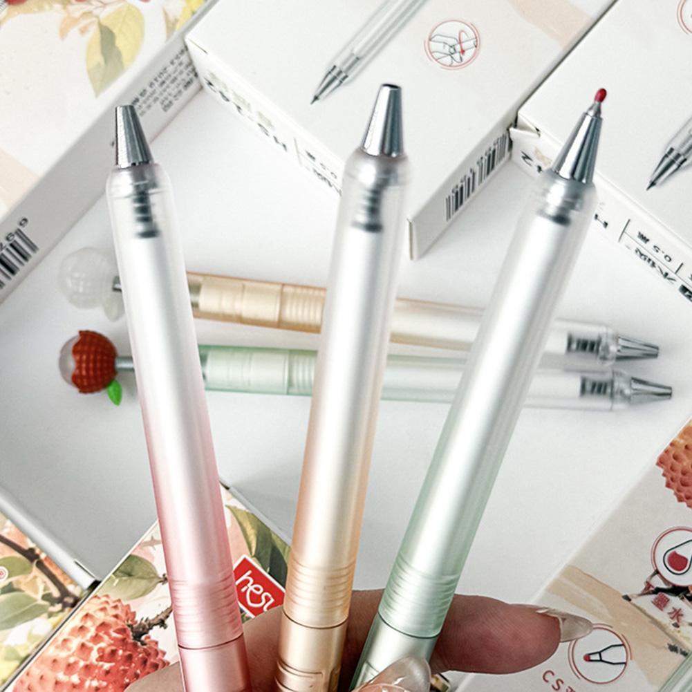 3pcs Gel Ink Pens,Retractable Pens Cute Fruit Pen,0.5mm Black Ink Pen Writing Pens Office School Ball Pen,Stationery Pen