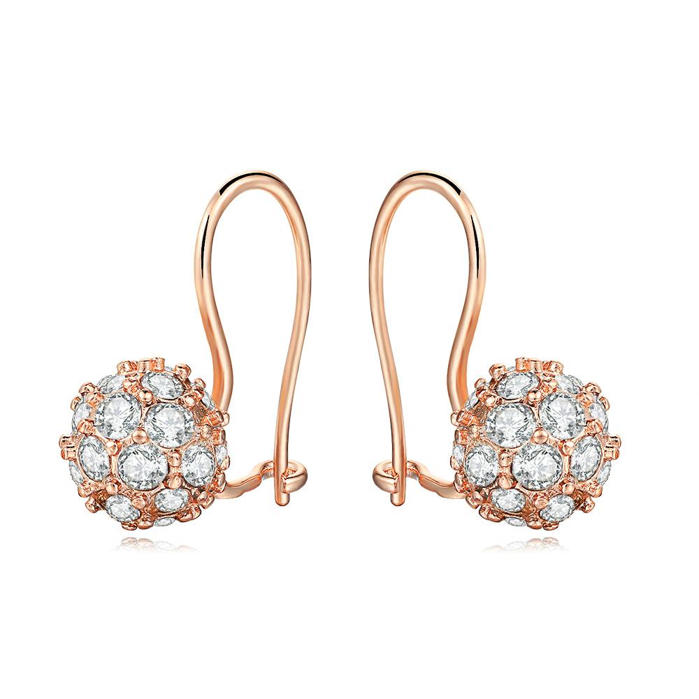 

ZHOUYANG Drop Earrings For Women Classic Style Lucky Crystal Ball Rose Gold Color Party Wedding Gift Fashion Jewelry E688