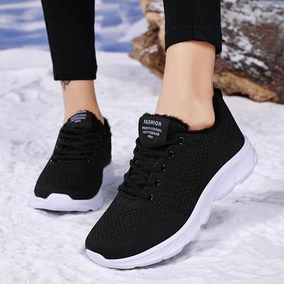 Cotton Shoes Women'S Velvet Sneakers Winter Warm Large Size Women'S Shoes Black Student Running Shoes Casual Fitness Shoes