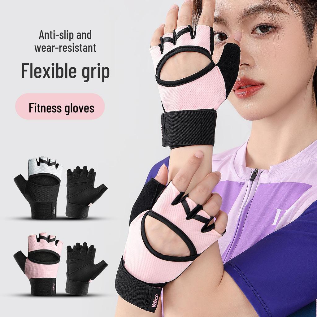 Guanti da Fitness Mezza Dita Antiscivolo Ammortizzanti da Donna - Resistenti all'Usura e Traspiranti per Yoga, Ciclismo e Allenamento.