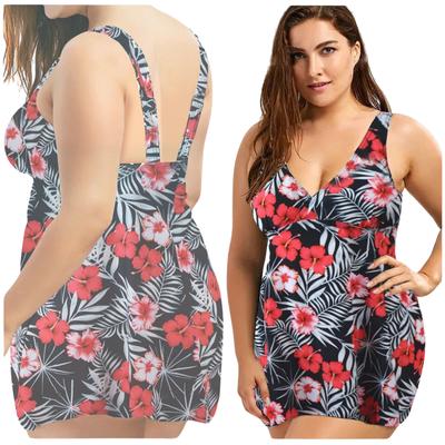 Two-piece Plus Size Swimsuit with Shorts Set. Two-piece Plus Size Swimsuit with Shorts Set, Top and Bottom, Black, L