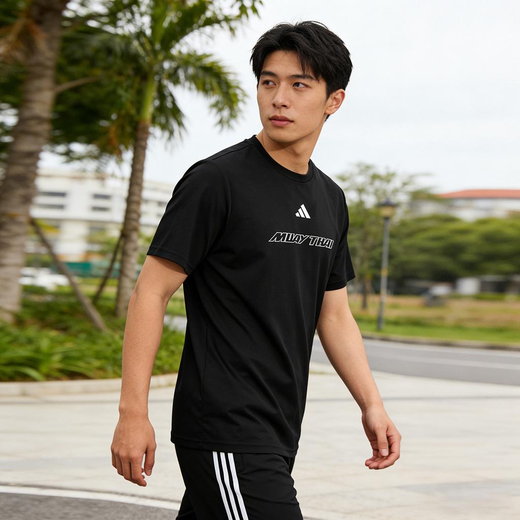 Adidas Muay Thai Series Sports Training Quick-Dry Casual Simple Breathable Comfortable Short Sleeve T-Shirt Unisex Tops CLTS26MT1P-BW