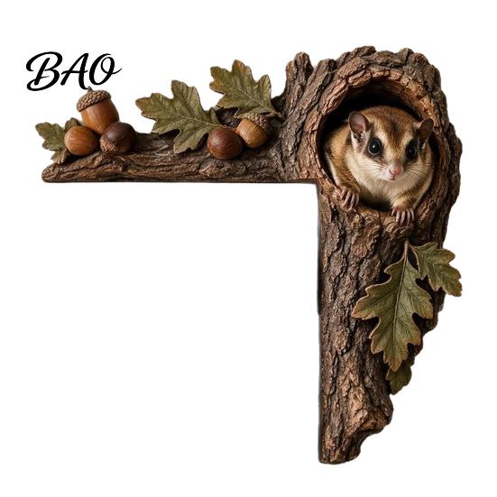 Decorative Accents for Reading Nooks Chipmunk Tree Door Topper, Squirrel Owl Wooden Frame Sign, Funny Whimsical Rustic Home Wall Animals Corner