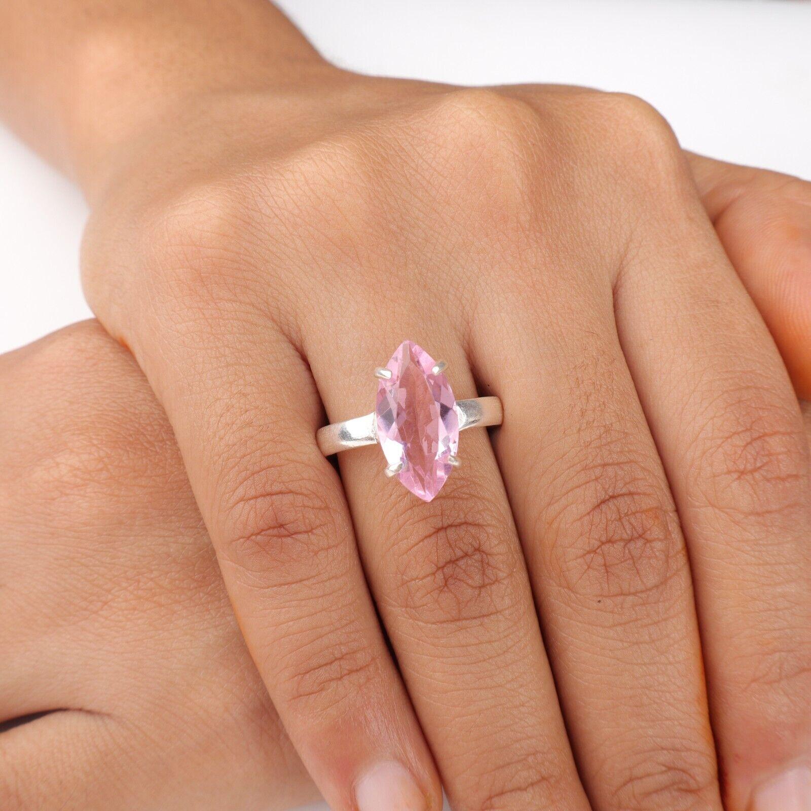 

Морганит Драгоценный камень Ювелирные изделия из стерлингового серебра 925 пробы Ручной работы Кольцо-заявление для любви RR-65-5 9.5