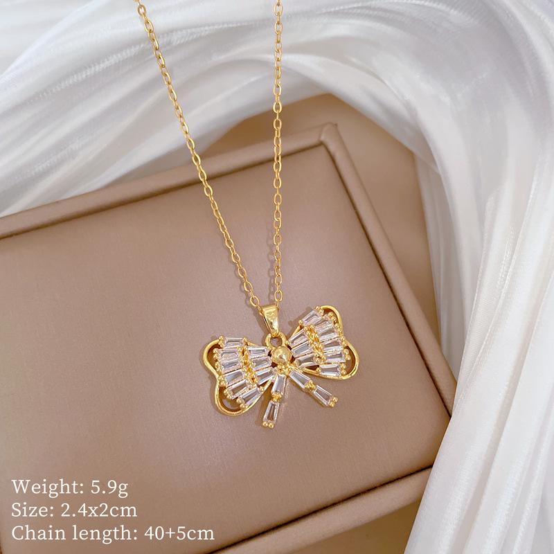 Copper Micro-Inlaid Necklace Women'S Copper Micro-Inlaid Real Gold Electroplating Simple And Exquisite Collarbone Chain Neck Chain