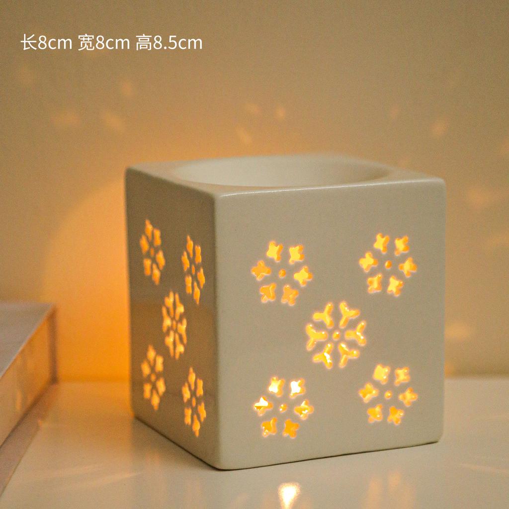 Ceramic Hollow Oil Burner With Candle Holder Incense Burner Romantic Essential Oil Incense Aroma Diffuser Oil Stove Home Decor