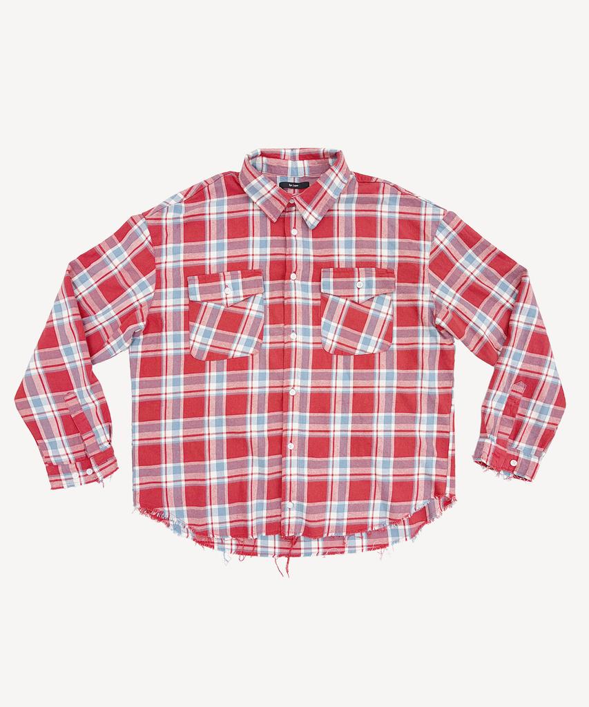 Ipialleieo Raw-Cut Washed Check Shirt
