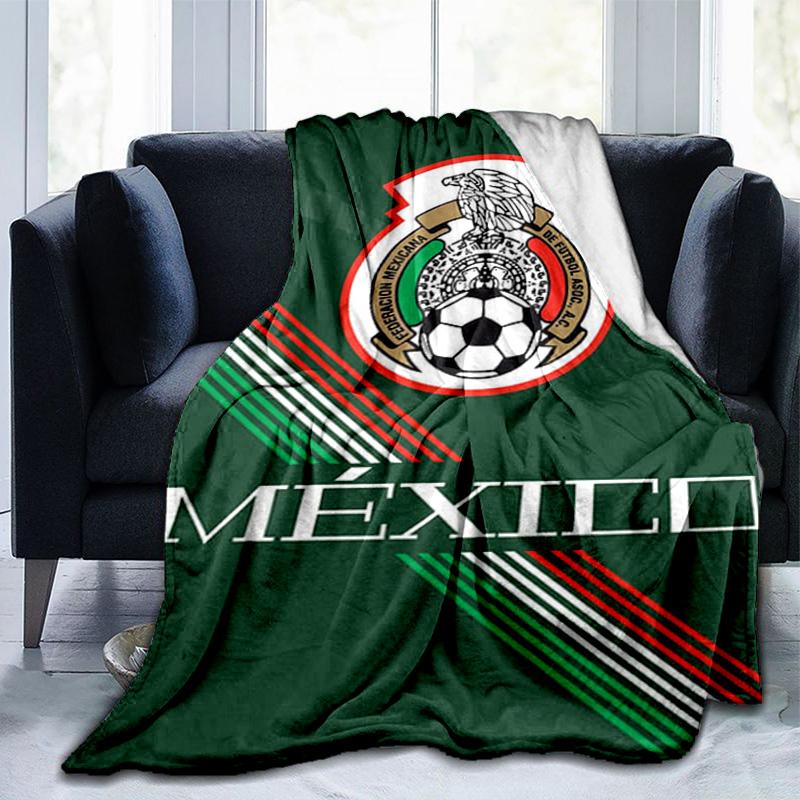 Mexiko Fußballnationalmannschaft Emblem Gedruckte Decken Weiche Flanelldecken für Sofa Bett Geschenke für Männer Frauen Picknickdecke Weihnachtsgeschenke