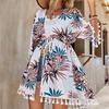 Summer Fashion Sun-protective Blouse with Floral Tassels and Drawstring for Women