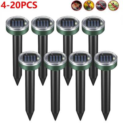 2/4/6/8Pcs Solar Ultrasonic Mouse Repeller 600mAh Electronic Snake Mole Repeller Ultrasonic Animal Repellent for Outdoor Garden