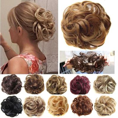 Hair Bun Chignon Ladies Ponytail Hair Extension Bun Hair Piece Scrunchie Elastic Wave Curly Scrunchie