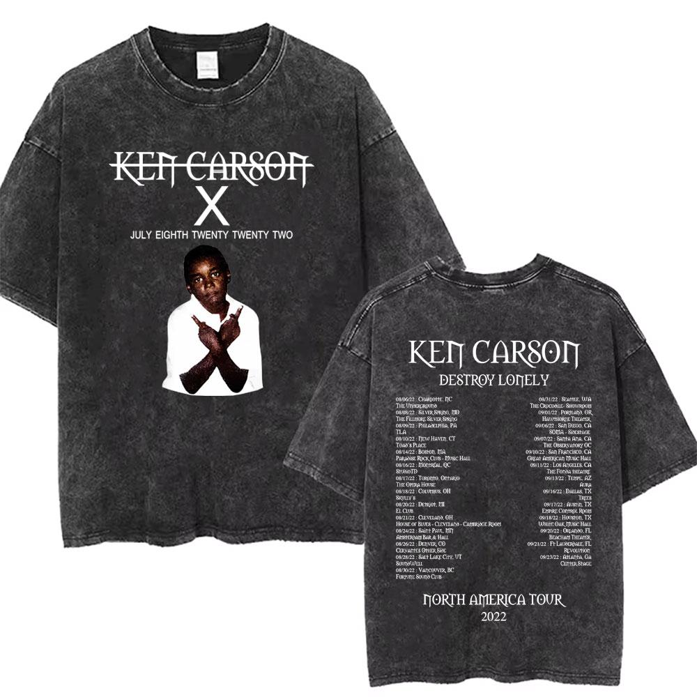 Washed Vintage Rapper Ken Carson A Great Chaos Album Tshirt Men Women Fashion Hip Hop Tshirts Male Casual Oversized T Shirts