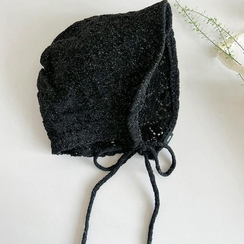 Zhao Lusi's Korean-style Versatile Fashion Hollow-out Lace-up Hat, Casual Jacquard Headwrap Hat, Spring-summer Fisherman Hat