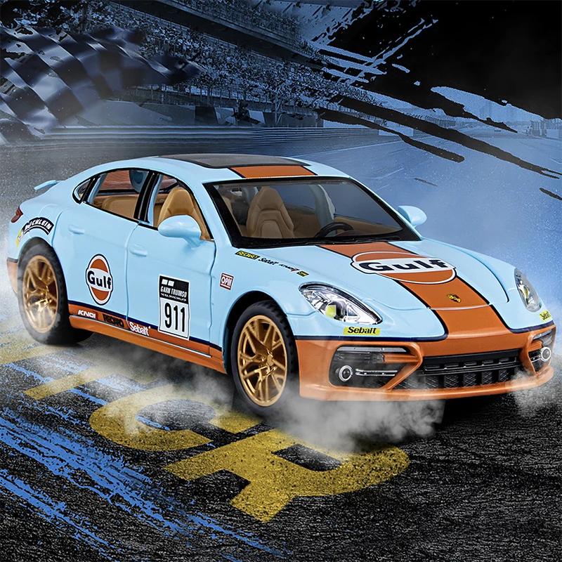 1/24 Porsche Panamera GULF Supercar Alloy Diecasts & Toy Vehicles Metal Toy Car Model Sound and Light Collection Toy