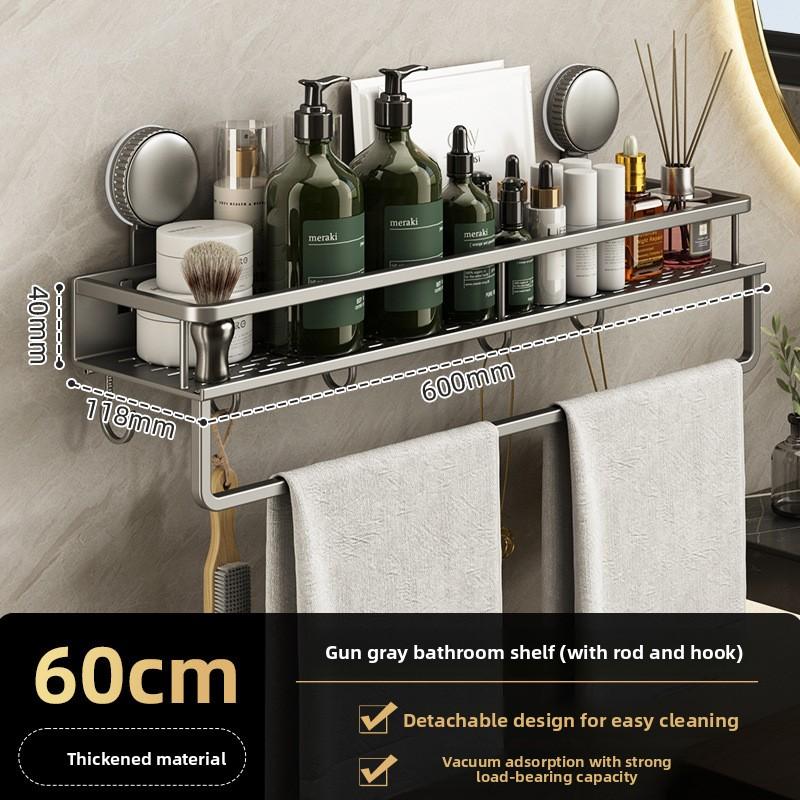 Suction Cup Storage Rack for Bathroom Washstand, Wall-Mounted, No-Drill, Toilet and Washroom Organizer