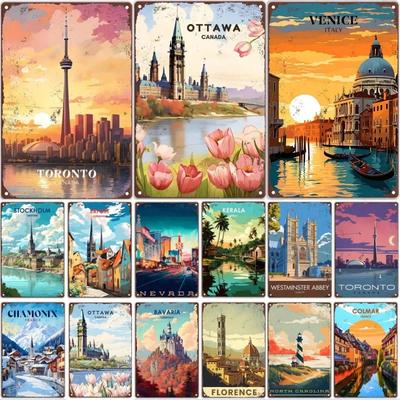 Retro Metal Sign Travel The World VENICE CANADA TORONTO Vintage Poster Home Bar Room Pub Cafe Club Hotel Wall Decor Plate