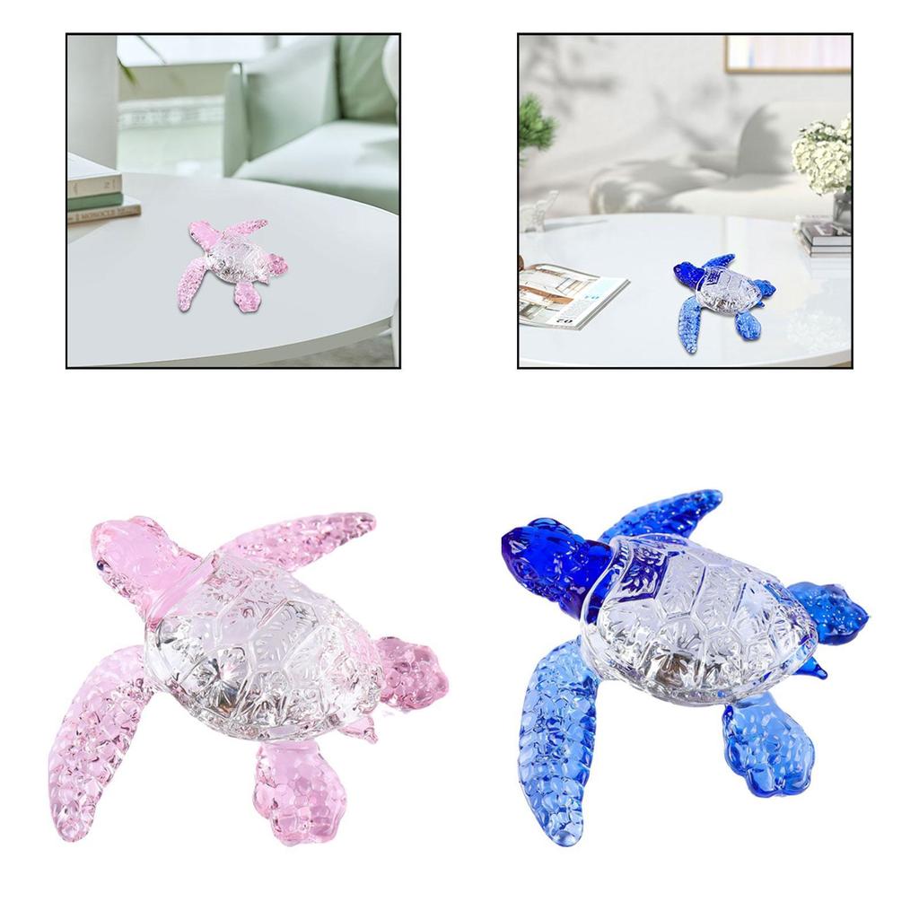 Glass Sea Turtle Statue Multifunctional Tabletop Ornament for Bookshelves