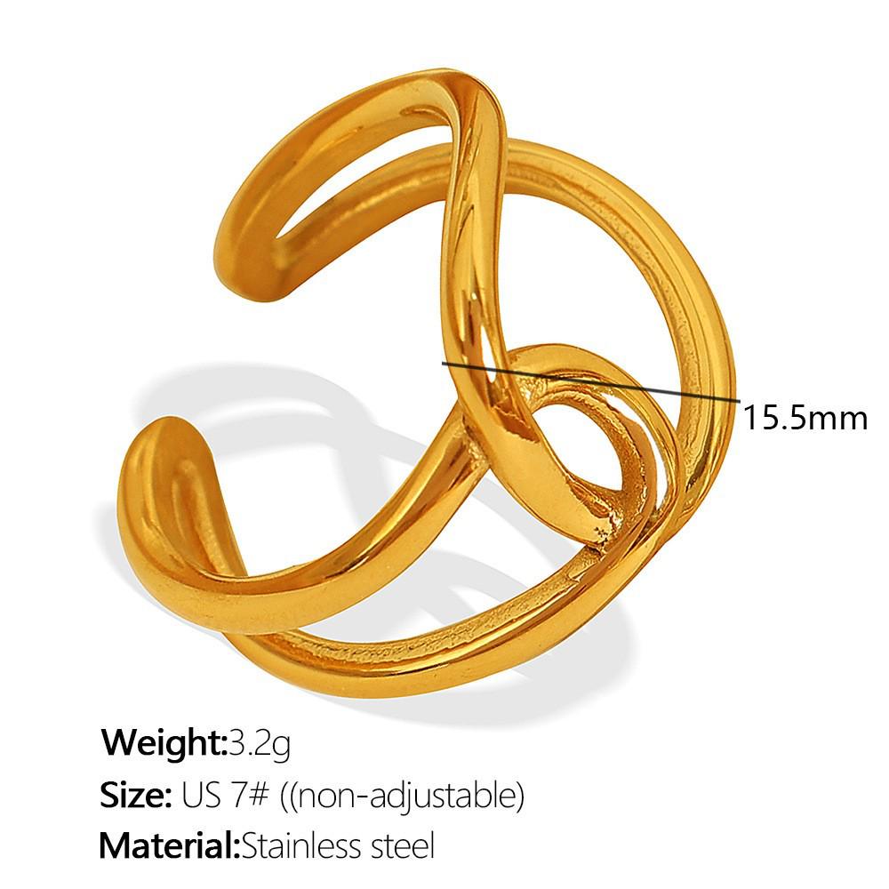 Chic Women's Open Stainless Steel Geometric Ring