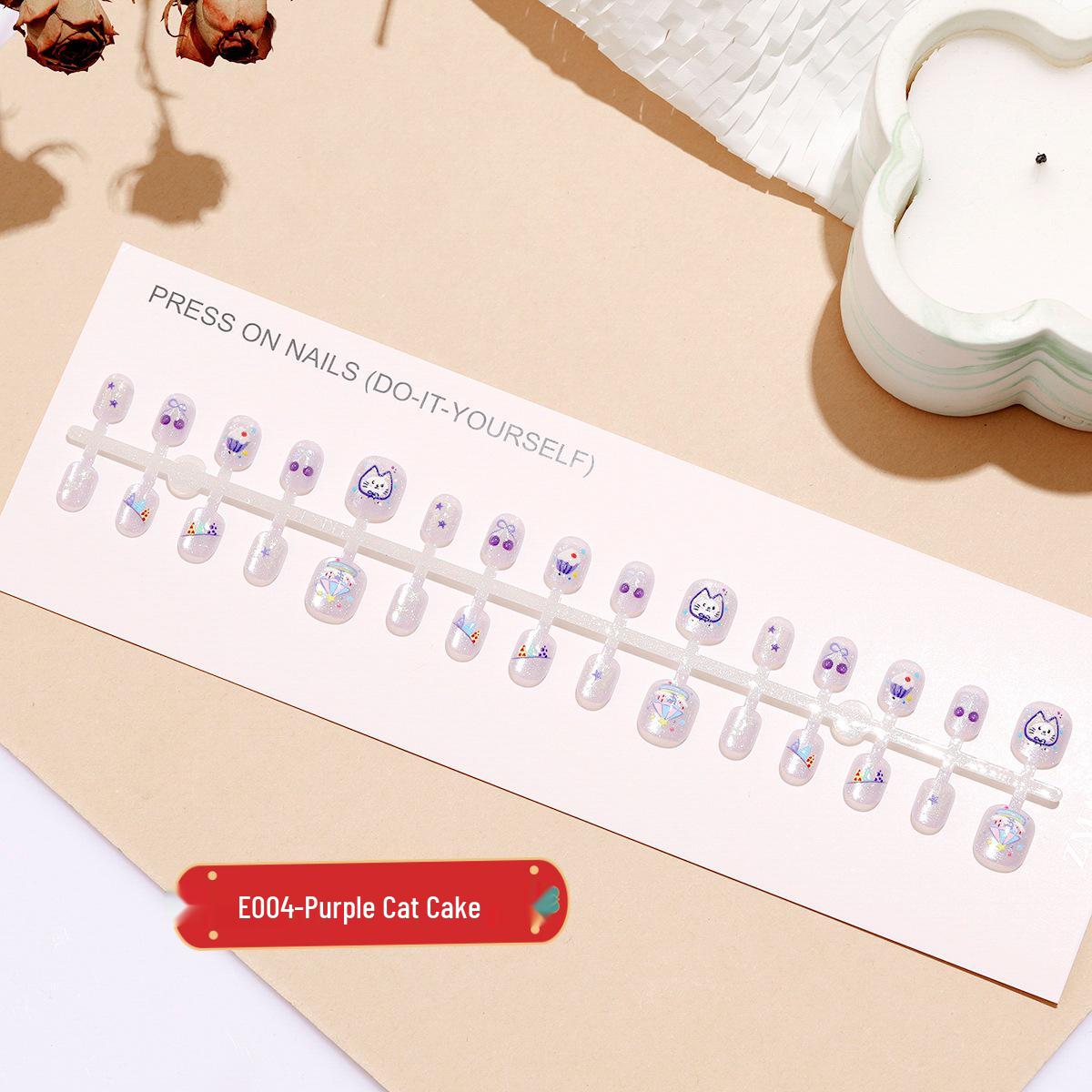 

Фиолетовый котенок капкейк нейл-арт: Съемные, Накладные Детские Ногти - Универсальный Размер