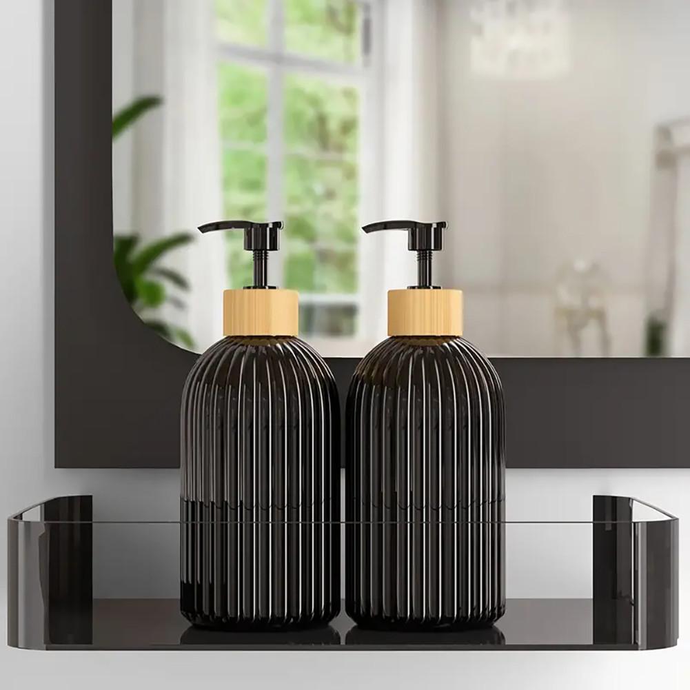 1/2pcs Black White Styling 500ml Soap Dispenser Portable Refillable Liquid Bottles Tray For Home Laundry Room Beauty Salon Hotel