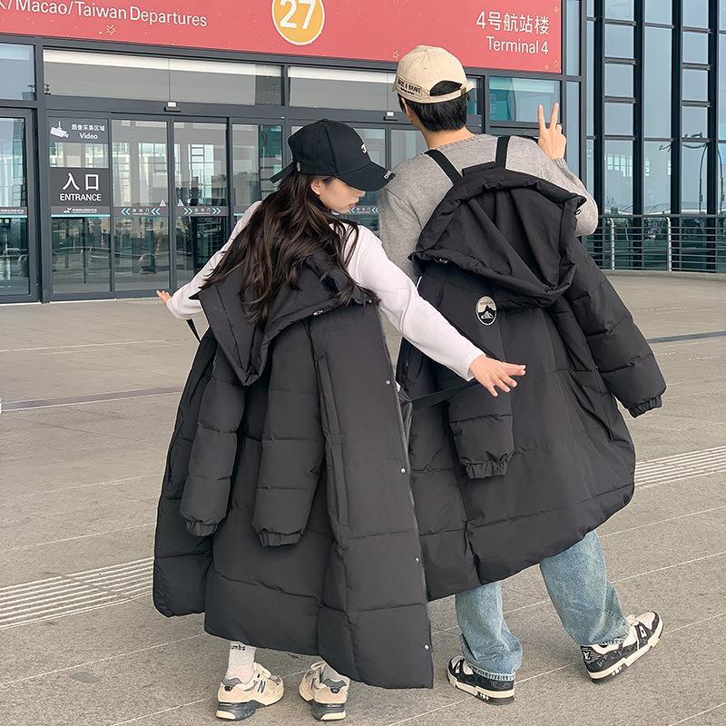 Couples Winter Coat Men's and Women's Warm Down Cotton-padded Clothes Loose Thickened Cotton-padded Clothes Long Knee-length Cotton-padded Jackets