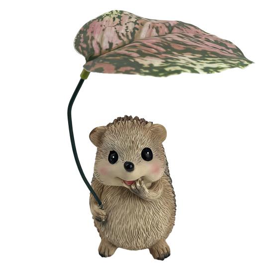 

Hedgehog Garden Ornament with Leaf Resin Statue Cute Collectible Outdoor Decoration for Garden Holiday Party Hedgedog