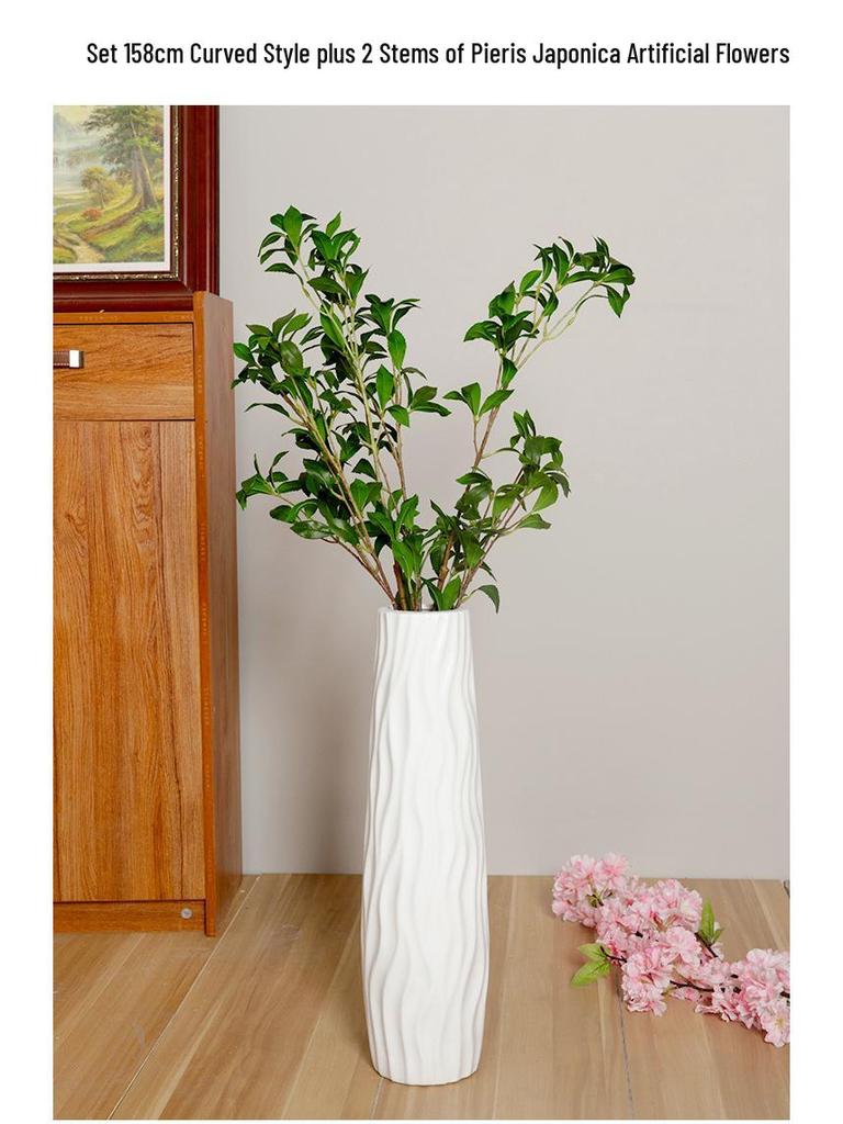 Large Modern Nordic Ceramic Floor Vase: Black & White Minimalist Design for Dried Flowers and French Arrangements In Living Room
