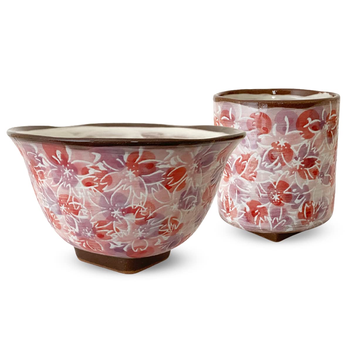 

Kobo Sho Corner Takadai Bowl Cup Set Pink Full Bloom Hasami Ware Made in Japan 181280 J-kitchens ~ + /