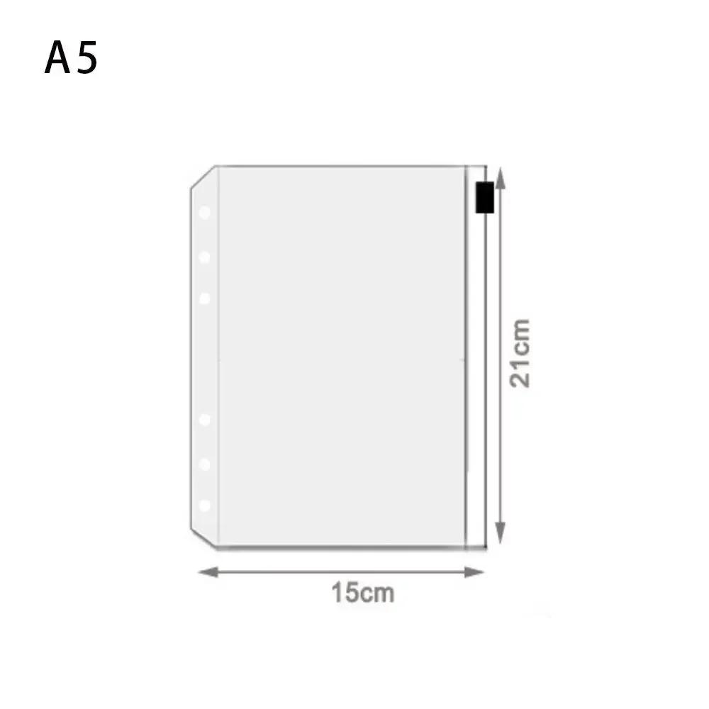 10Pcs  A5 A6 A7 Binder Pocket Binder Zipper Folders for 6 Ring Notebook Divider Page Waterproof PVC Leaf Document Filing Bag