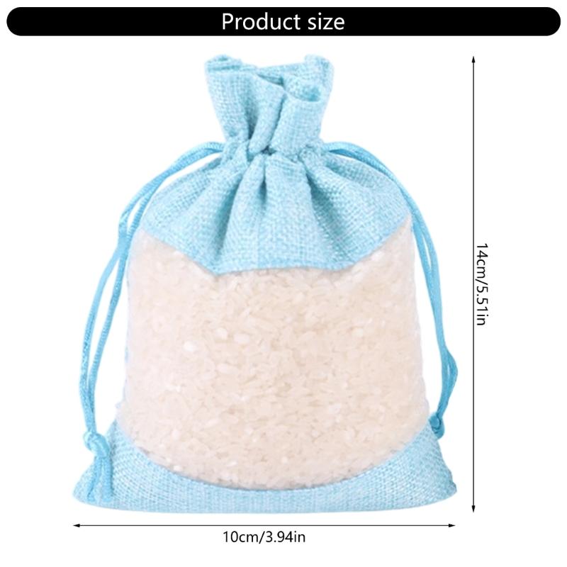 8PCS Friendly 10x14cm Linen Drawstring Bag Reusable Practical Cloth Pouch For Food Clothes Toy Storage