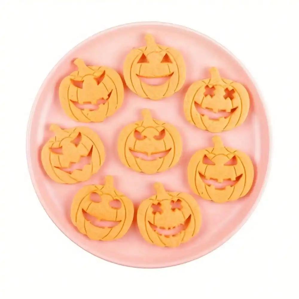 Halloween Pumpkin Cookie Cutters Featuring Changeable Funny Expressions Hollow Faces Fondant Embosser Stamps Biscuit Molds