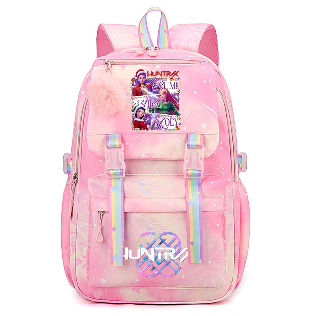 Cartoon Weihnachten KPop Dämonenjäger Bedruckter Rucksack mit großem Fassungsvermögen, wasserdicht, für Teenager, Schüler, Mädchen, Jungen, Schultasche, Bücherrucksack, Damen, wasserdichte Reisetasche