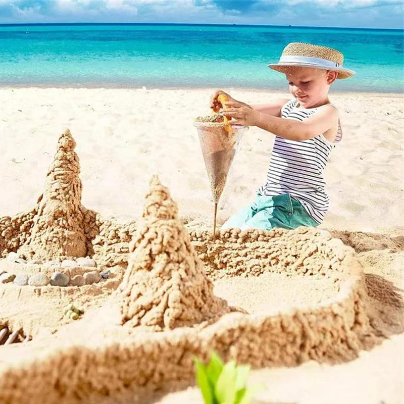 Children Beach Wash Sand Overflow Funnel Outdoor Family Sand Hopper Creative Beach Pile Sand Spills Out Of A Hand-Held Funnel