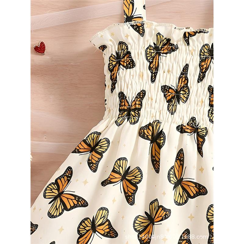 0-3 Jahre Mädchen Mode Prinzessinnenkleid Sommer Kinder Süßes Schmetterlingsdruckkleid Mit Passendem Hut