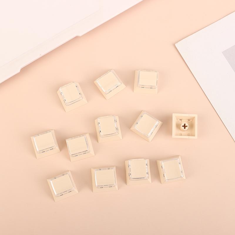 

12 шт. Универсальные двухслойные колпачки для клавиш с прозрачной крышкой для DIY-наклейок или обрывков бумаги бежевый