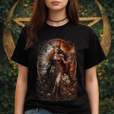 Hel Norse Goddess Shirt: Viking Underworld Dark Goddess Tee | Goddess of Death Hel Shirt | Norse Mythology Fan Gift | Metal Gothic Clothing
