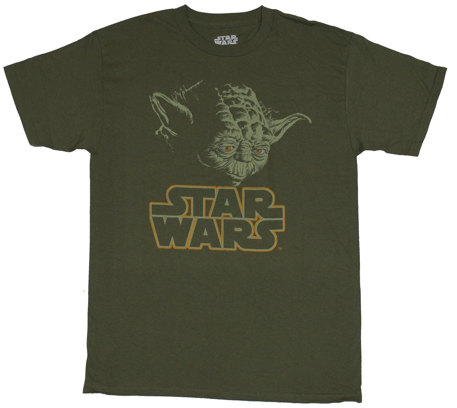 Star Wars Adult New T-Shirt - Yoda Face In Shadow Over Logo Pic XL