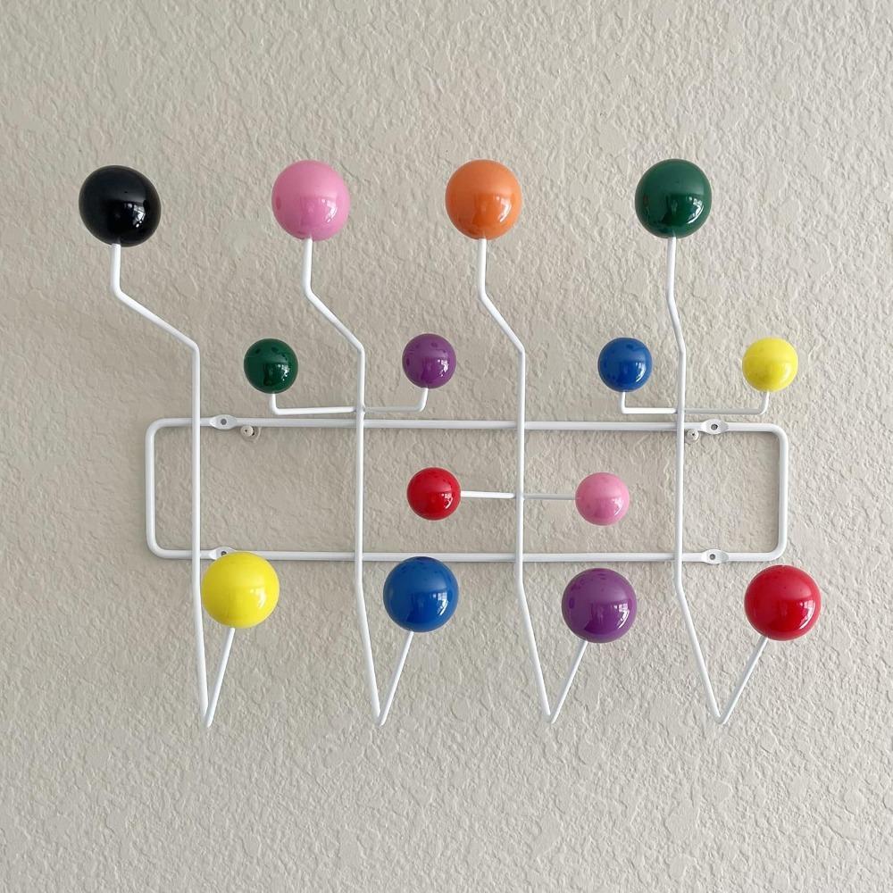 Mid-Century Pop Wood Ball Metal Coat Rack
