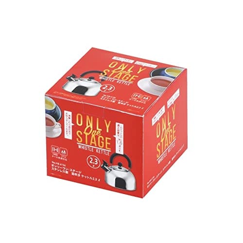 Pearl Metal Stainless Steel Whistling Kettle, 2.3L, All Heat Source Compatible, Only One Stage, HB-6156, Silver