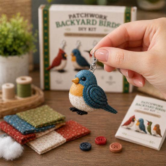 DIY Patchwork Animal Keychain Kit, Handmade Bird Pet Farm Forest Animal Key Ring, Handcrafted Keychain Art Crafts for Kids Adults