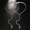Rhinestones Cross Pendant Necklace Shiny Clavicle Chain  Jewelry Accessories