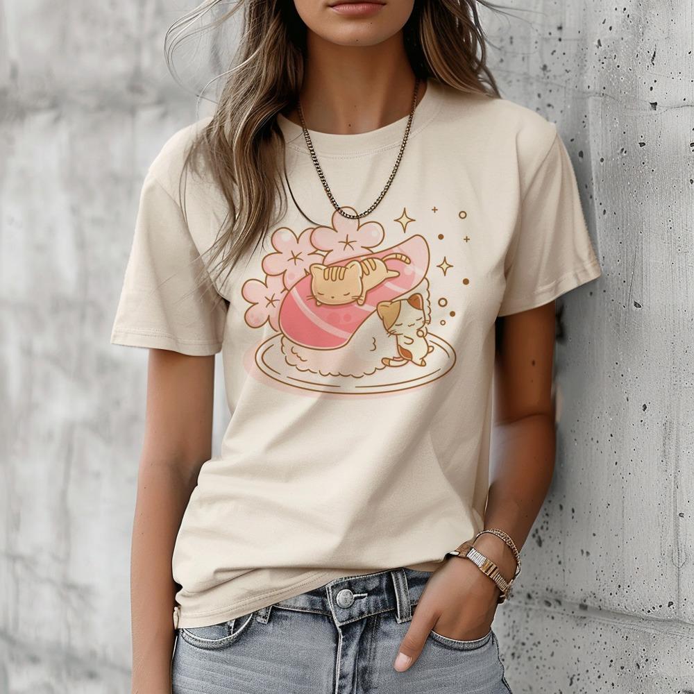 Cute Cat t shirt women manga top girl harajuku graphic 2000s clothing