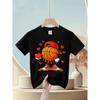 European Sizes Soft Breathable Valentine Basketball Heart Drip Sport Valentines Day T-Shirt for Kids | Boys & Girls Graphic Tee - Round Neck