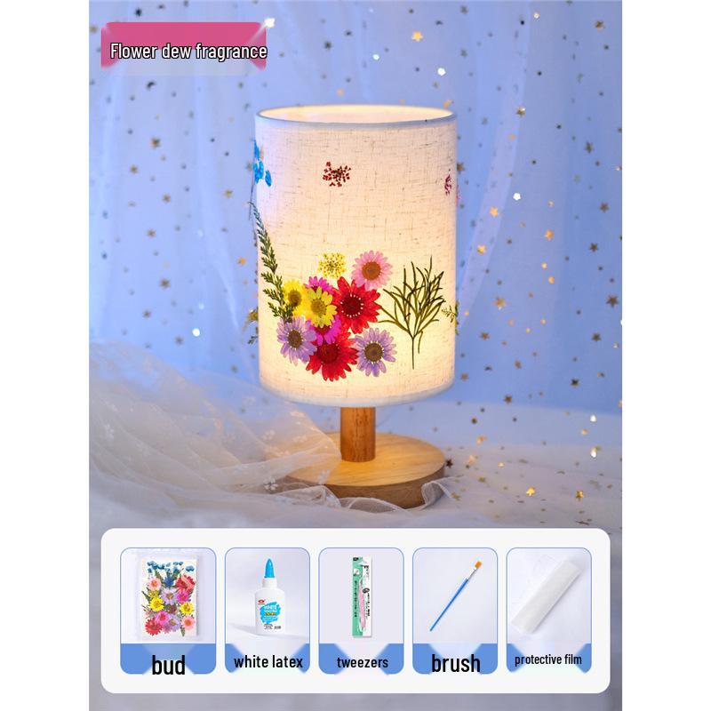 Dried Flower Embossed Table Lamp DIY Kit - Creative Gift for Team Building and National Day Festivities
