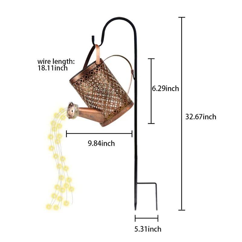 Solar Watering Can Light Outdoor Garden Art LED String Light Hanging Kettle Lantern Pathway Patio Decorative Lamp Stake Light