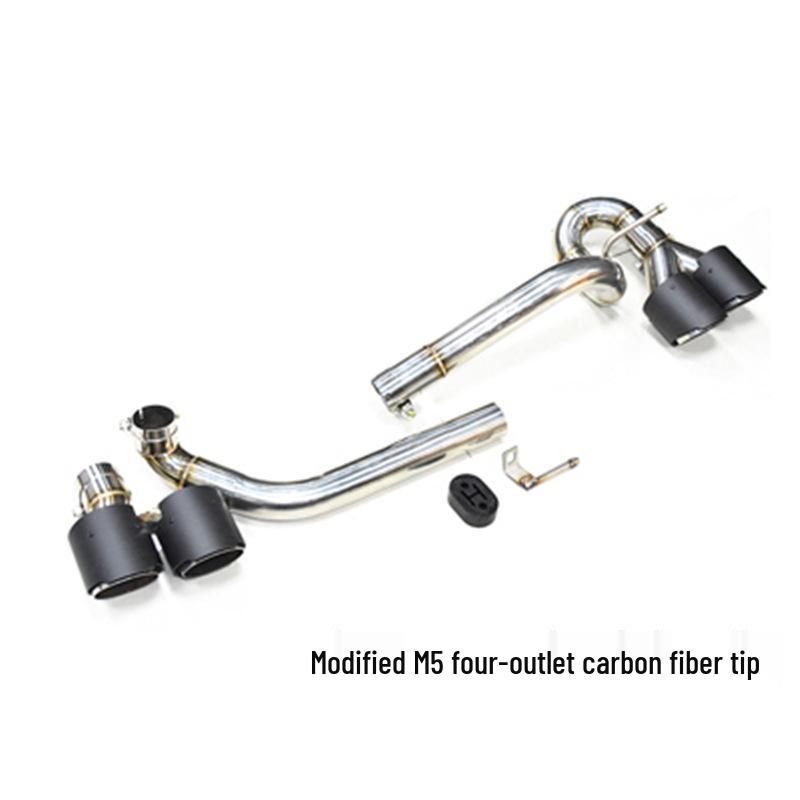 BMW 5 Series E60 520/523 M5 Quad Exhaust, Direct-Fit Stainless Steel & Carbon Fiber Muffler