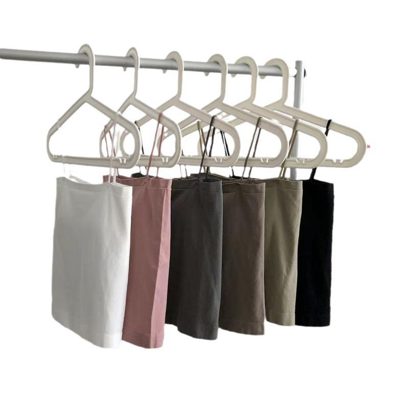 Solid Color Spaghetti Strap Sports Vest with Fixed Cups, Stylish Back Design, Versatile Anti-Exposure Bandeau, and Base Layer Underwear.