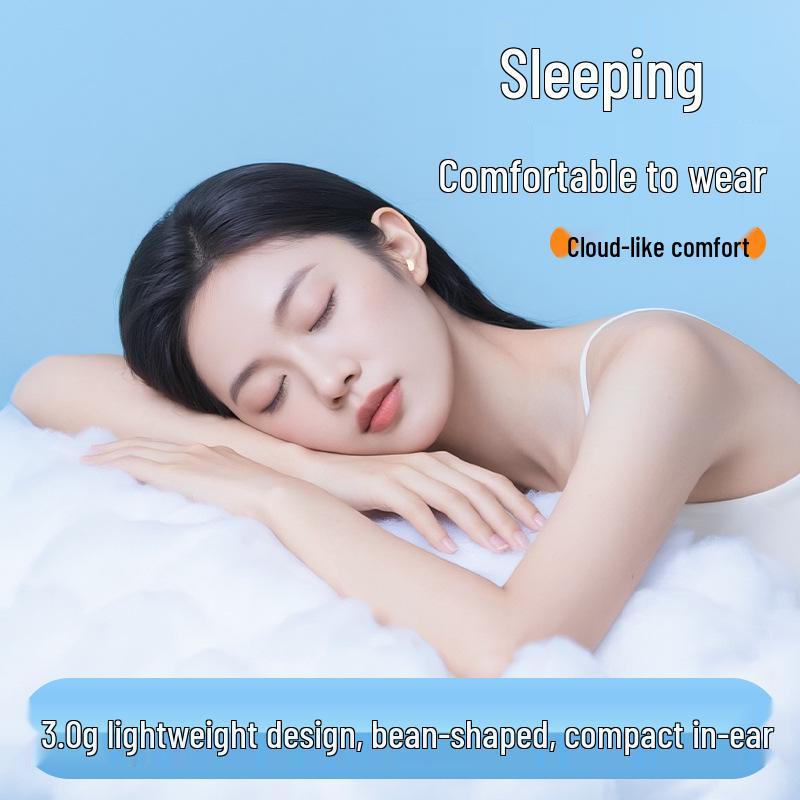 Mini Bean-Shaped Noise-Canceling Wireless Sleep Earphones: Ultra-Small, Invisible, and Perfect for Side-Sleeping