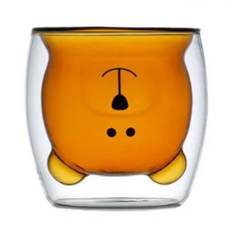 320ML Creative Cute Bear Coffee Mug  with Straw Transparent Cup Beer Milk Coffee Water Cups Wholesale Glass Drinkware Mug Set