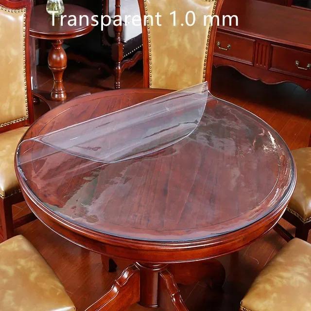 Soft Round Tablecloth Transparent PVC Waterproof Oilprpoof Living Room Dining Tables Kitchen Desk Protector Home Decor